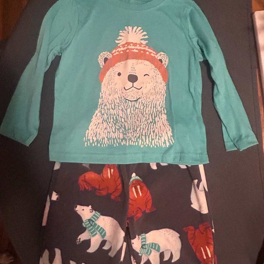 Carter's Teal and Gray Polar Bear Pajama Set